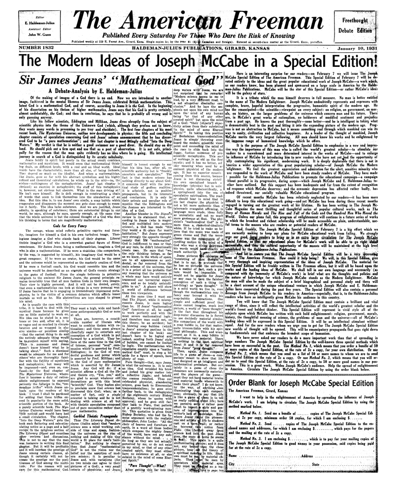 The American Freeman, Number 1832, Jan. 10, 1931.